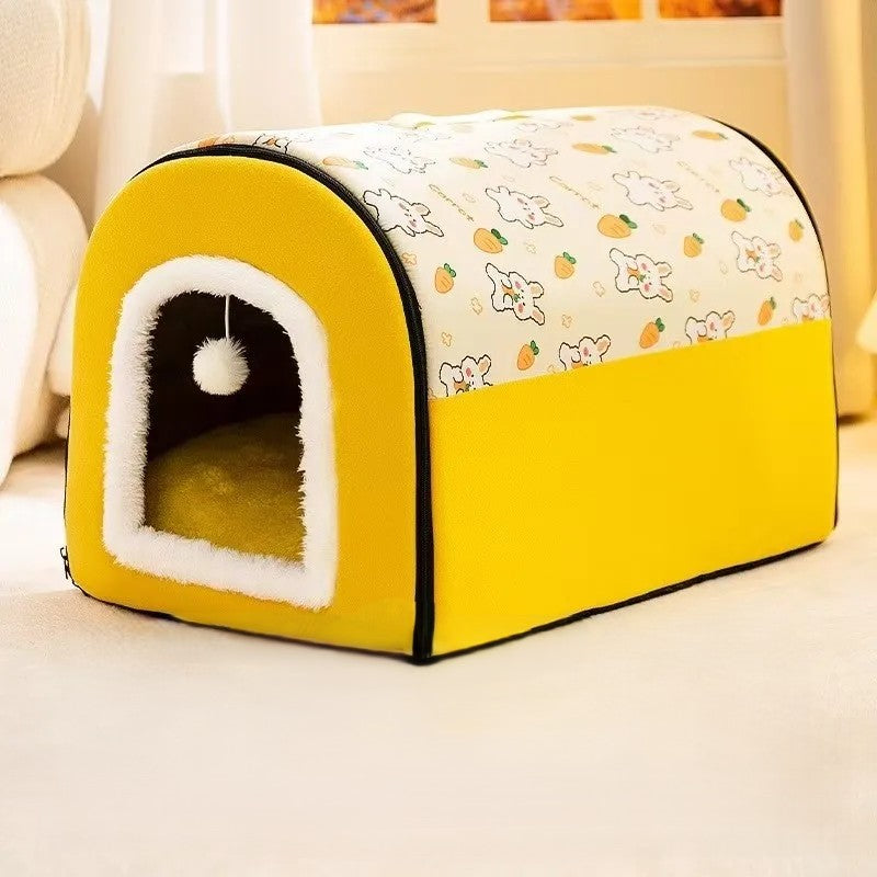 Niche pour chien intérieur jaune